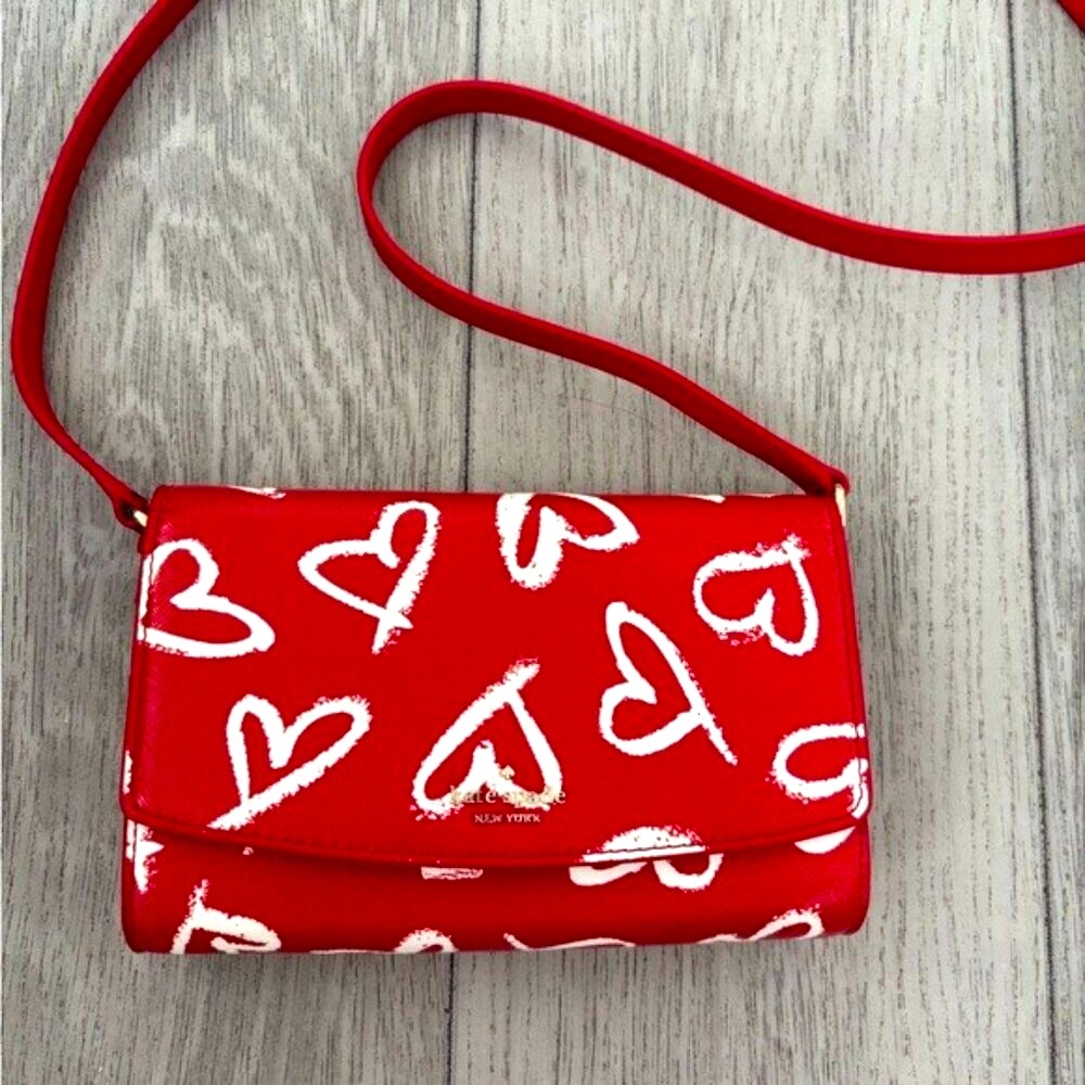 Kate Spade Red and White Heart Clutch